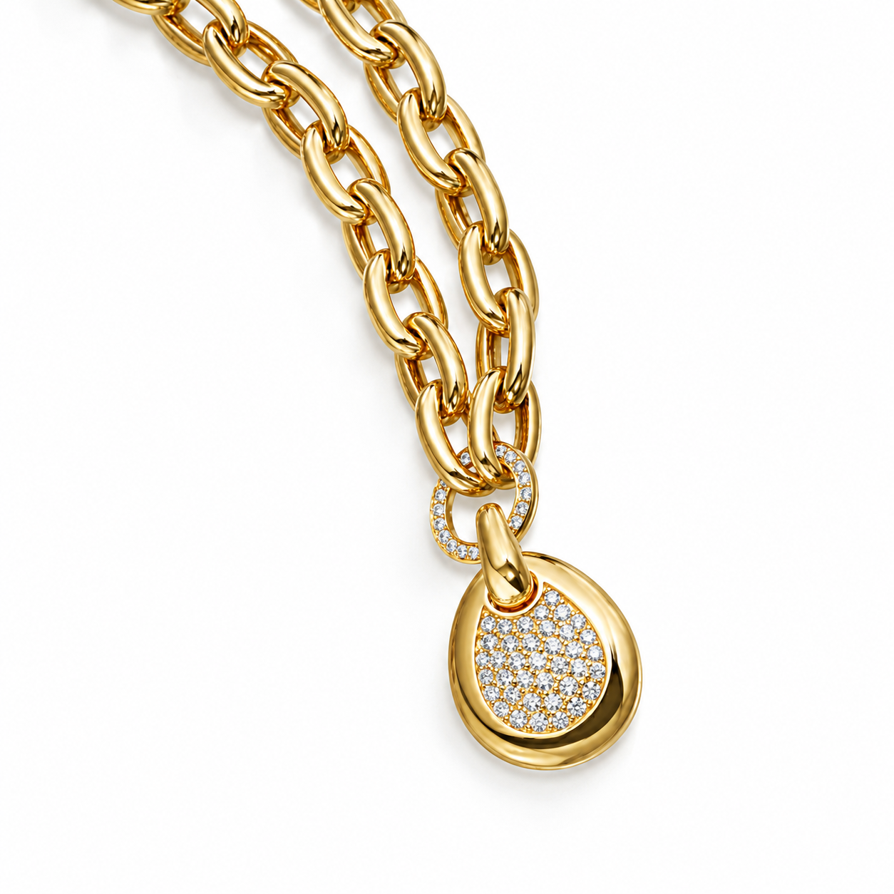 18K Yellow Gold Pavé Diamond Enhancer Pendant